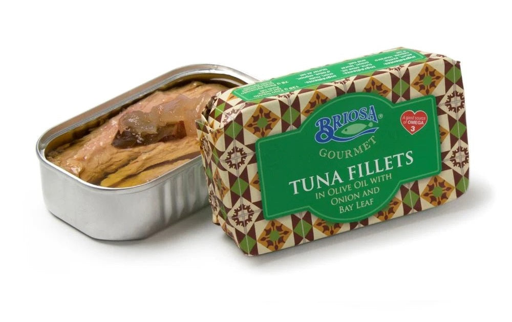 Filet z tuńczyka w puszce w oliwie z oliwek z cebulą i liściem laurowym | Briosa Gourmet